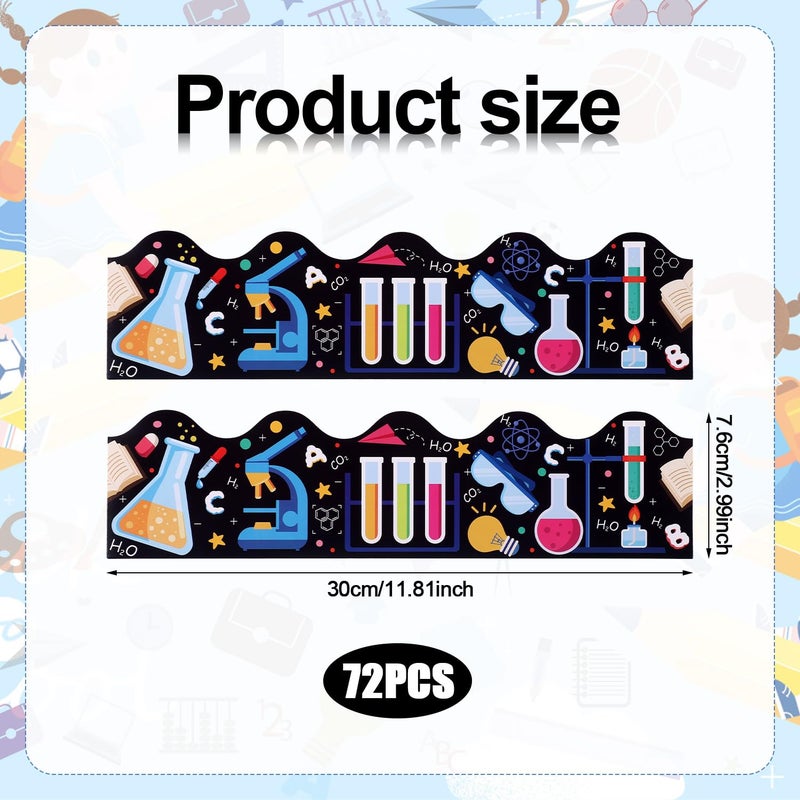 PEUTIER 72pcs Science Lab Borders Classroom Decor, 72ft Bulletin Board Borders Trim Colorful First Day of School Cutouts for Office Classroom Bulletin Board Decorations - Image 2